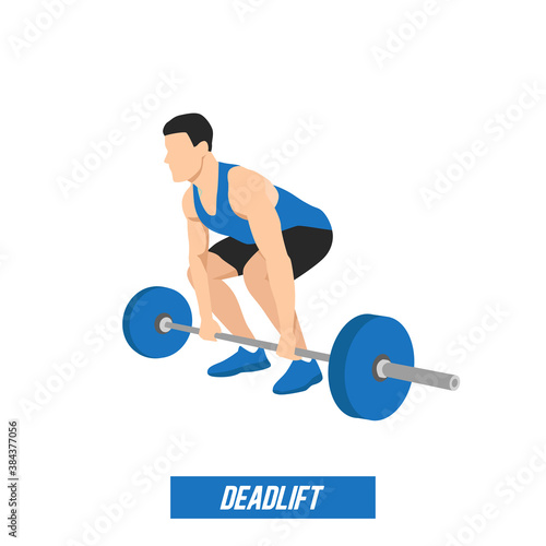 CrossFit workout training. Sport man training heavy barbell deadlift exercise in the gym for healthy beautiful body shape motivation.