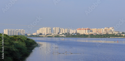 Chennai, Tamil nadu , India . Oct 07,2020.Huge modern new apartment buildings near OMR Road, Chennai city, rental house property