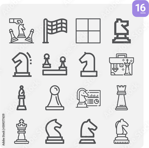 Simple set of bishop related lineal icons.