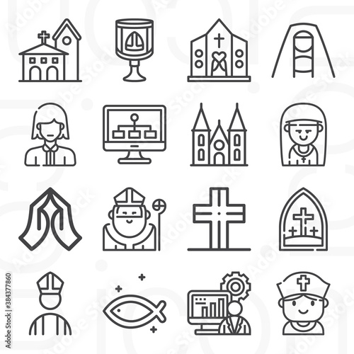 16 pack of apostolic  lineal web icons set
