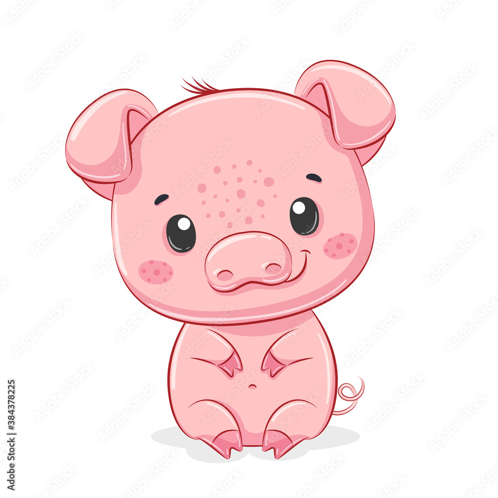 Cute piggy illustration. Vector illustration for baby shower, greeting card, party invitation, fashion clothes t-shirt print. Cute piggy illustration. Vector illustration for baby shower, greeting card, party invitation, fashion clothes t-shirt print.