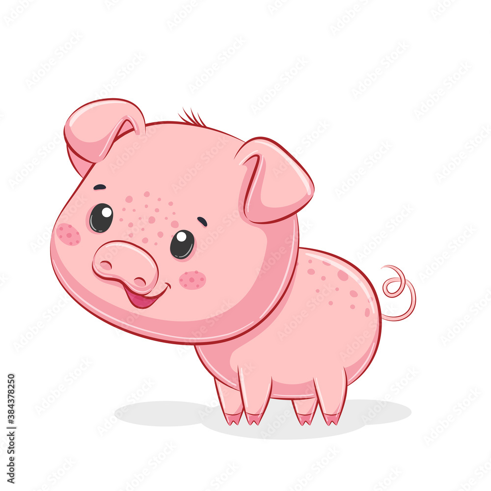 Cute piggy illustration. Vector illustration for baby shower, greeting card, party invitation, fashion clothes t-shirt print. Cute piggy illustration. Vector illustration for baby shower, greeting card, party invitation, fashion clothes t-shirt print.