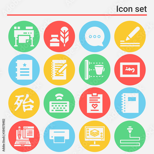 16 pack of symbolic representation  filled web icons set