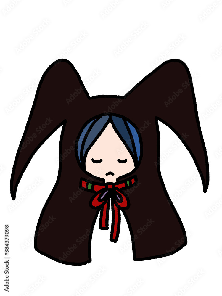 小悪魔のケープをかぶった女の子の手描きイラスト 白バック Stock Illustration Adobe Stock