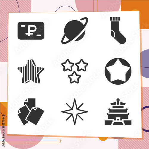 Simple set of 9 icons related to feature