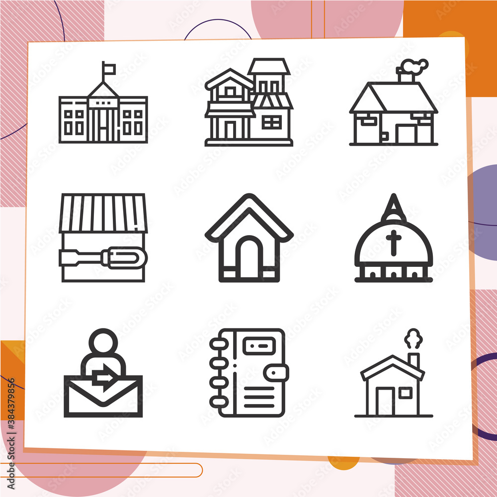 Fototapeta premium Simple set of 9 icons related to residence