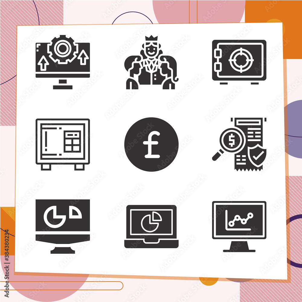 Simple set of 9 icons related to treasurer Simple set of 9 icons related to treasurer