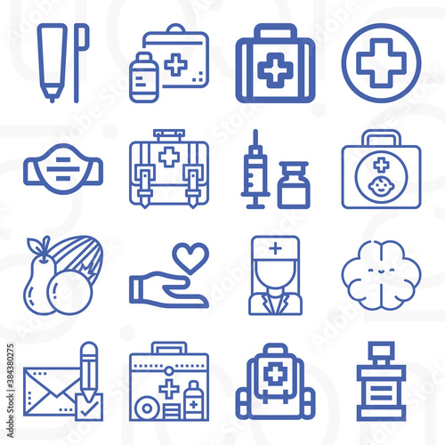 16 pack of diagnosis  lineal web icons set