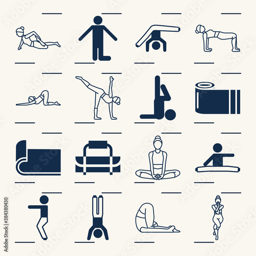 Simple set of lotus position related filled icons.