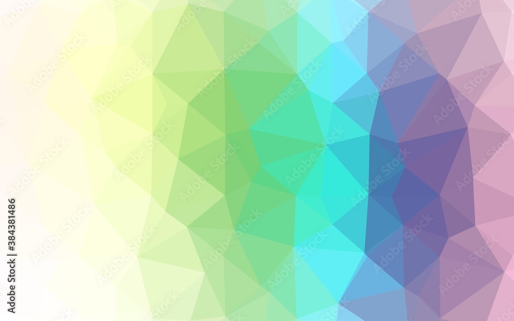 Naklejka premium Light Multicolor, Rainbow vector shining triangular background.