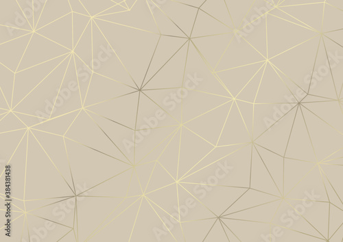 Abstract low poly pattern design in metallic god and cream