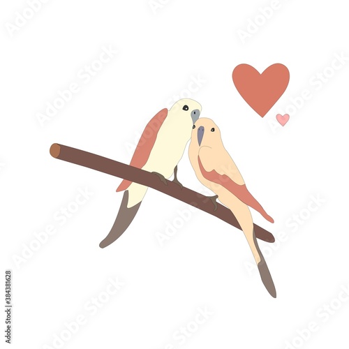 Cute lovely birds sitting on a branch