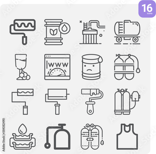 Simple set of cylinder related lineal icons.
