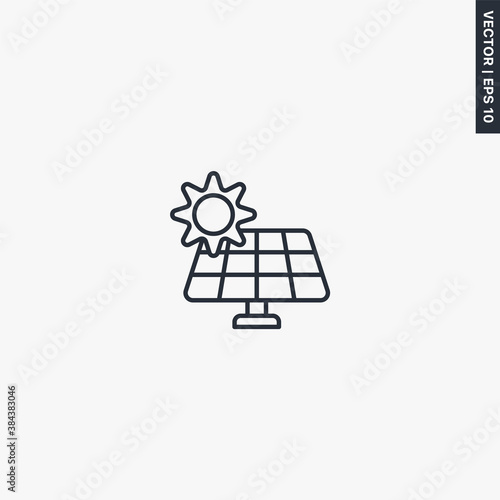 Solar panel, linear style sign for mobile concept and web design