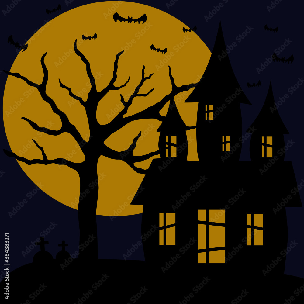 Halloween , Vectors , October , moon ,bat