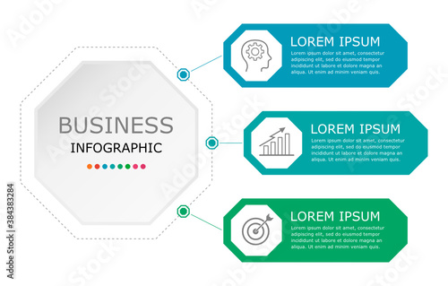 Business infographic Vector with 3 steps. Used for presentation,information,education,marketing, project,strategy,learn,brainstorm,creative,growth,abstract,stairs,idea,text,web,data,plan,textbox,work.