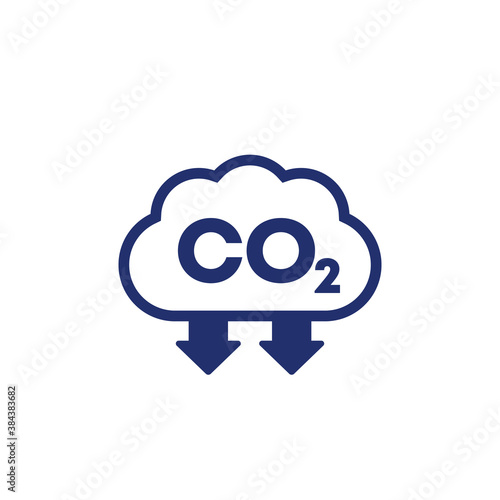 co2, carbon emission reducing vector icon