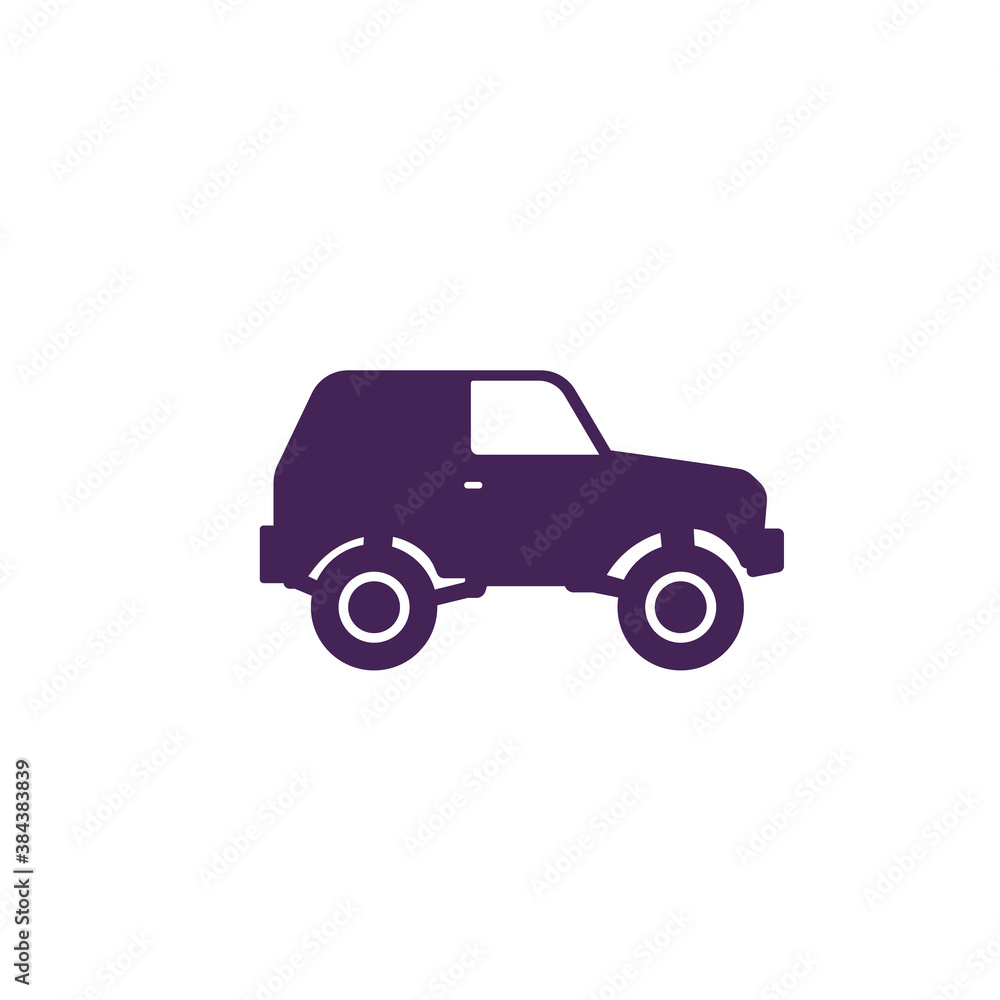 off-road car, 4wd suv icon on white