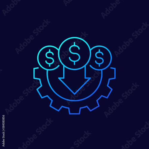 reduce or decrease cost line icon