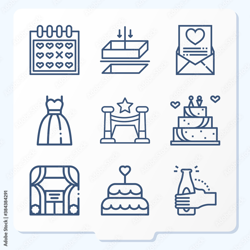 Simple set of 9 icons related to observance Simple set of 9 icons related to observance