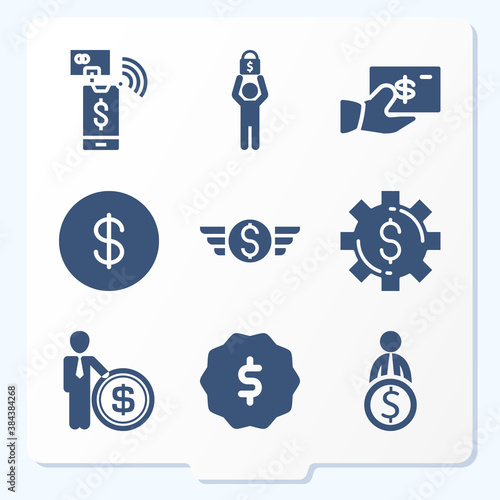 Simple set of 9 icons related to government note