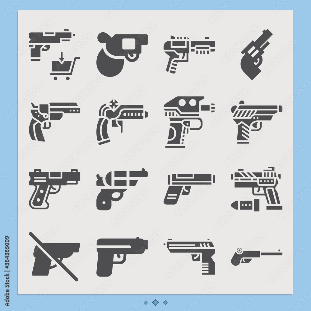 Simple set of rifle vector related filled icons. Simple set of rifle vector related filled icons.
