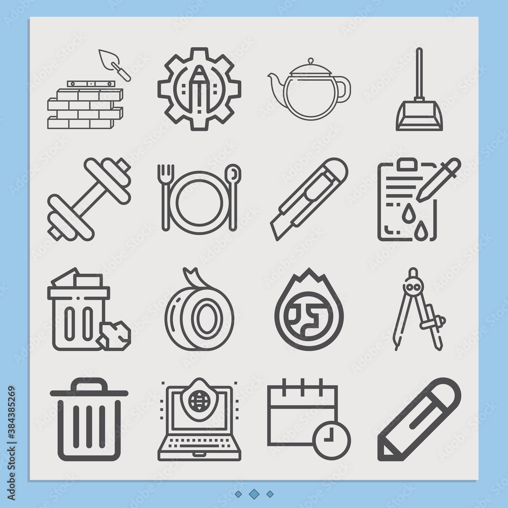 Fototapeta Simple set of geography related lineal icons.