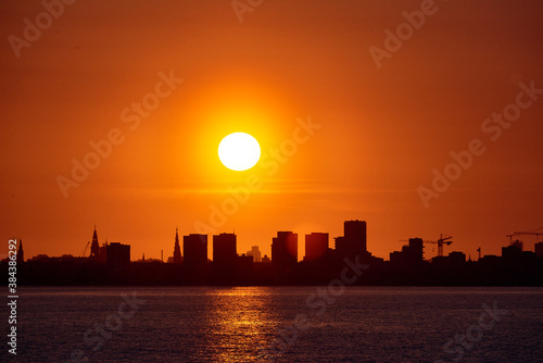 evening city scape of capital of danmark copenhagen photo