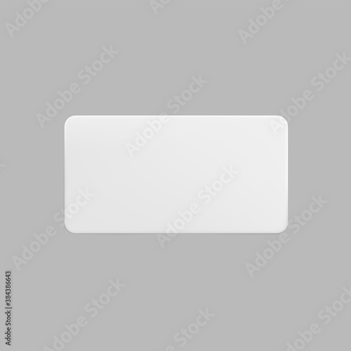White glued rectangle sticker mock up. Blank white adhesive paper or plastic sticker label. Template label tag close up. 3d realistic vector illusrtation
