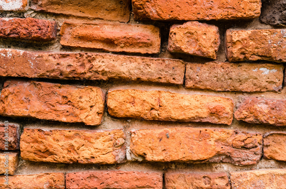 texture of old red brick wall in horizontal view texture of old red brick wall in horizontal view