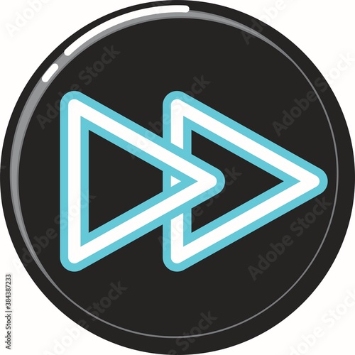 FAST FORWARD BUTTON MEDIA PLAYER ICON WITH NEON EFFECR photo