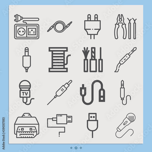 Simple set of fiber optic related lineal icons.