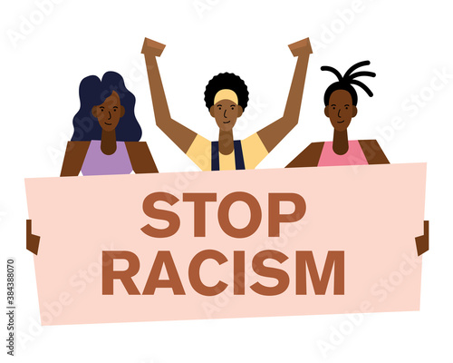 stop racism black lives matter banner and women vector design © Gstudio