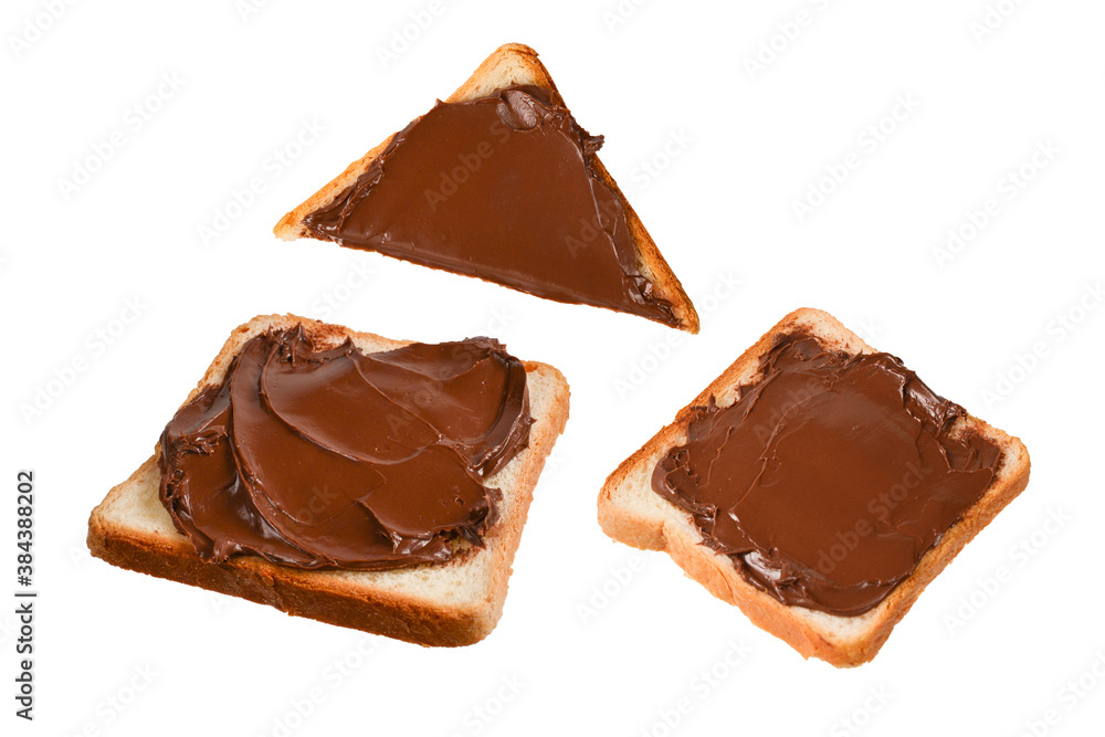 Сhocolate paste sandwich isolated on white background. Сhocolate paste sandwich isolated on white background.