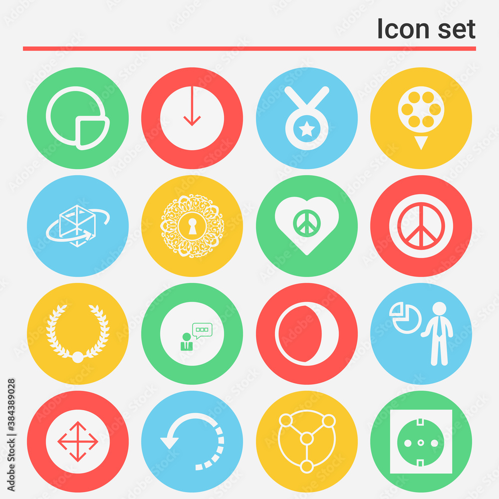16 pack of cyclical filled web icons set 16 pack of cyclical filled web icons set