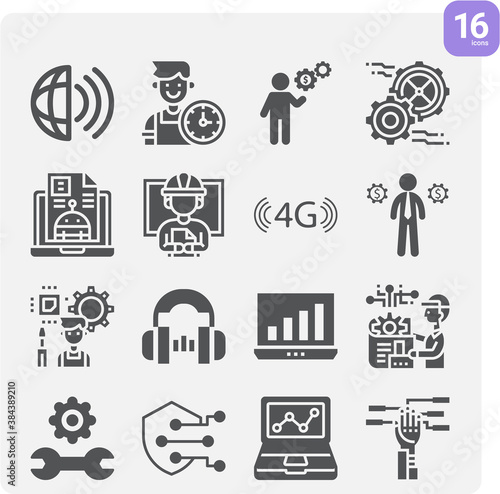 Simple set of applied science related filled icons.