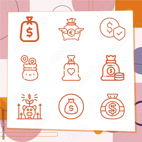 Simple set of 9 icons related to monetary system