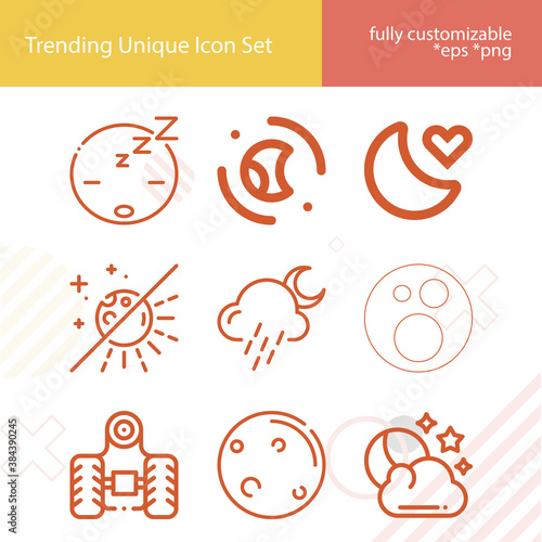 Принти на полотні Simple set of lunar year related lineal icons.