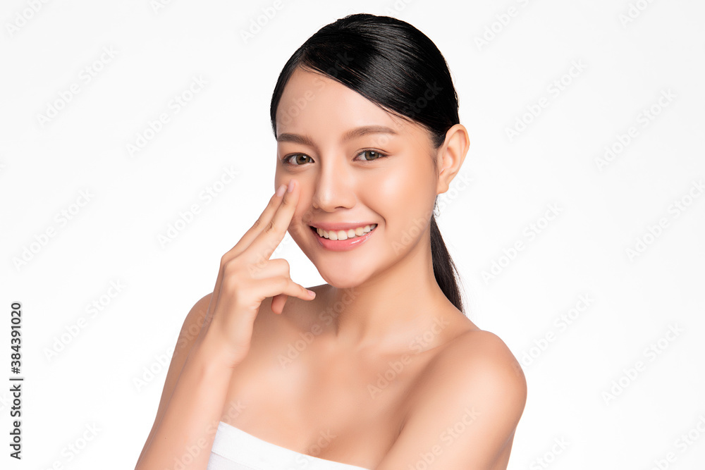 Beautiful young asian woman with clean fresh skin on white background, Face care, Facial treatment, Cosmetology, beauty and spa, Asian women portrait Beautiful young asian woman with clean fresh skin on white background, Face care, Facial treatment, Cosmetology, beauty and spa, Asian women portrait