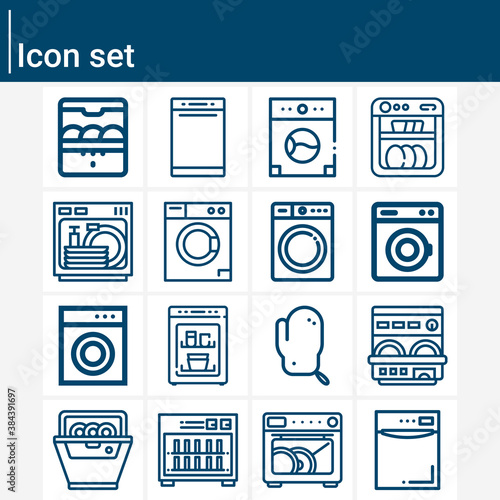 Simple set of washer related lineal icons.