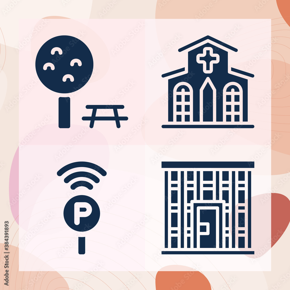 Simple set of architectural detail related filled icons