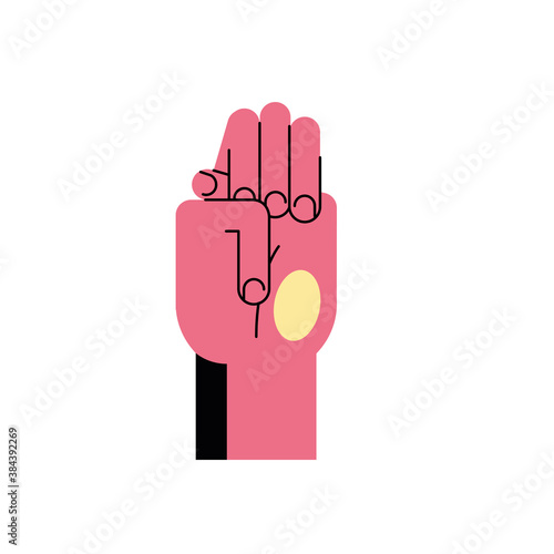 hand sign language m line and fill style icon vector design