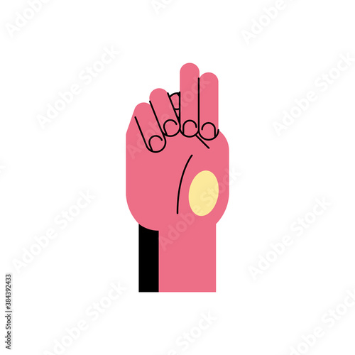 hand sign language n line and fill style icon vector design