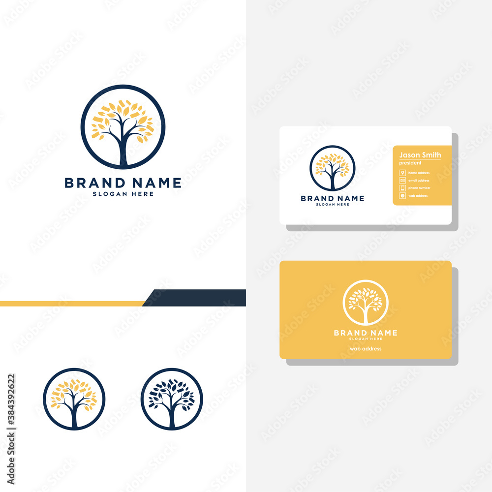 Naklejka premium Tree with leaf logo designs vector