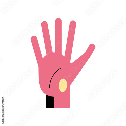 hand sign language five number line and fill style icon vector design