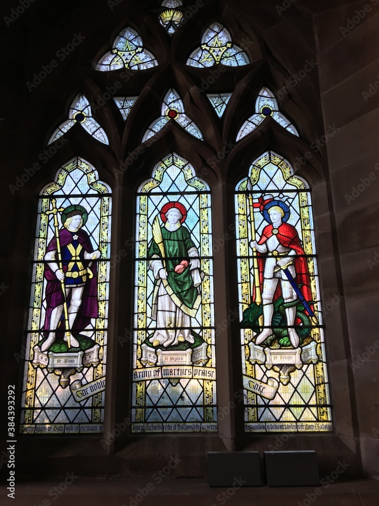 stained glass window in Ashley church