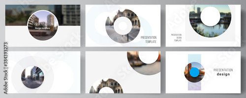 Vector layout of the presentation slides design business templates, multipurpose template for presentation brochure, cover. Background template with rounds, circles for IT, technology. Minimal style.