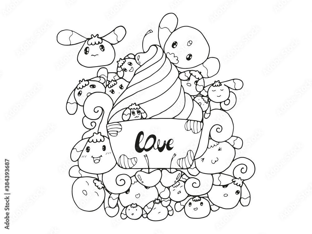 The doodle cupcake design of children has sweetness and cuteness by vector. The doodle cupcake design of children has sweetness and cuteness by vector.