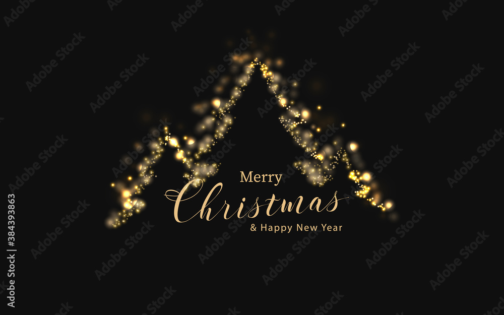 Merry Christmas and happy new year. Christmas shiny tree with blurred lights effect. Vector illustration Merry Christmas and happy new year. Christmas shiny tree with blurred lights effect. Vector illustration