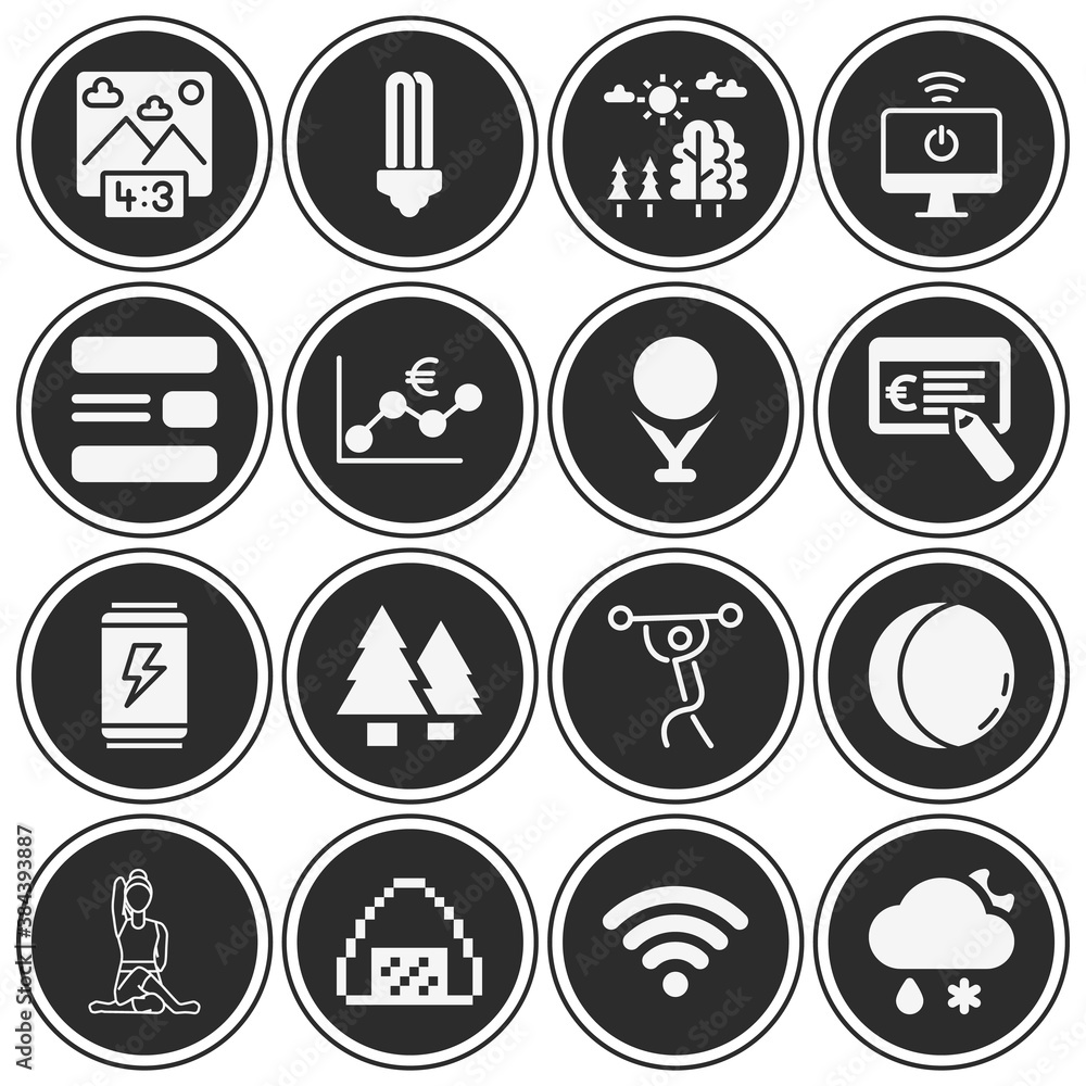 16 pack of bright  filled web icons set